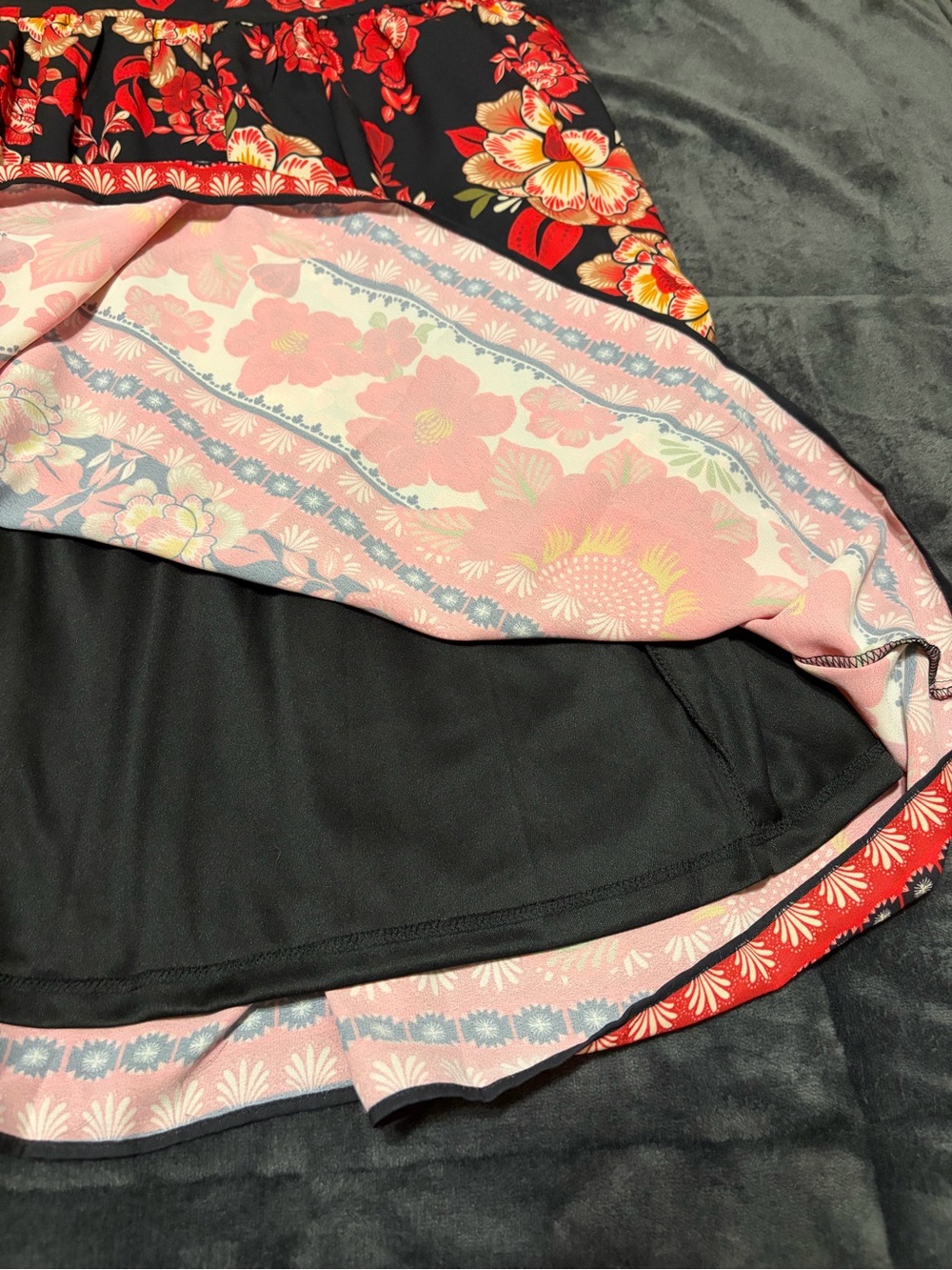 Adrianna Papell Red Floral Print Puff Sleeve Midi Dress - 14 - Picture 13 of 16